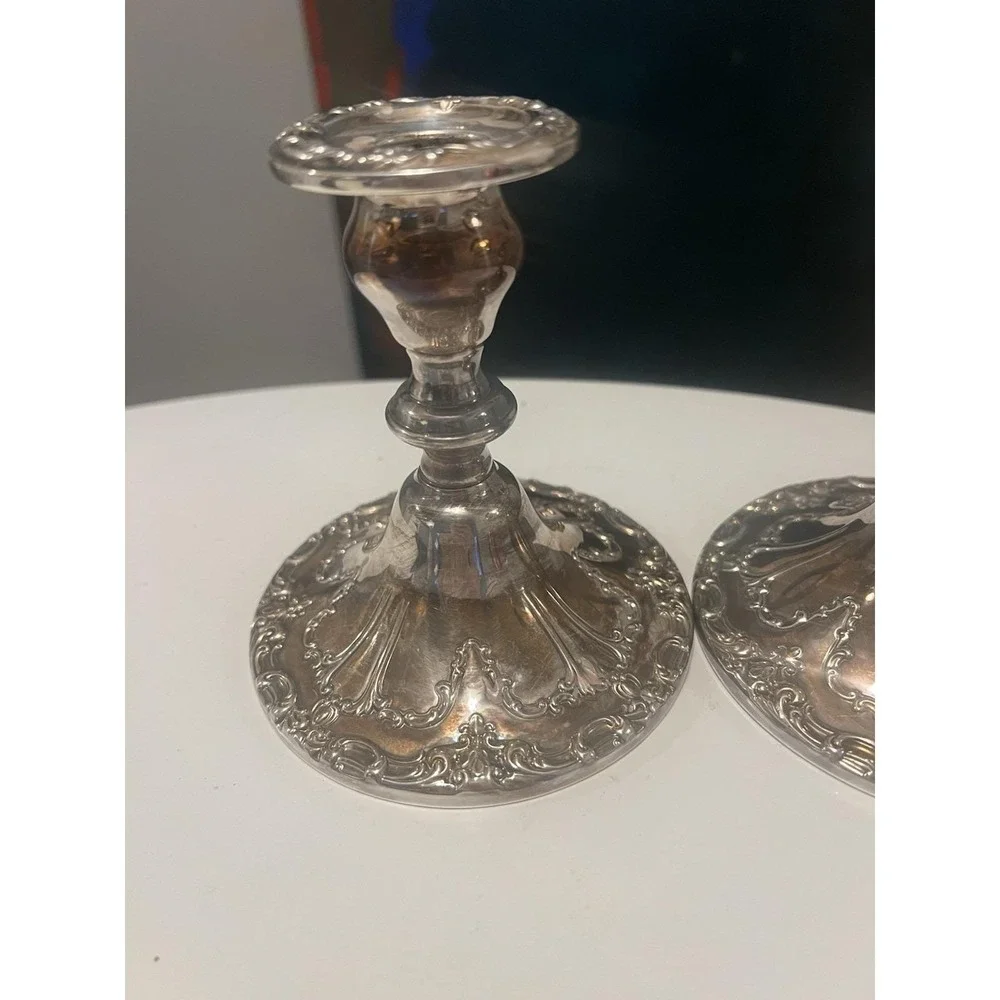 Gorham Chantilly Candlesticks Silver Plate Vintage YC3004